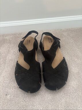 Earth Origins Sandals Slingback Birdine Women's 11M Black Suede Leather Straps
